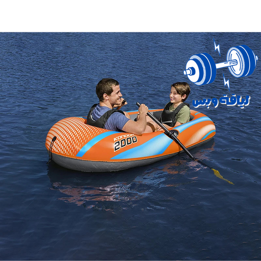 قارب قابل للنفخ مع عصي للتجديف