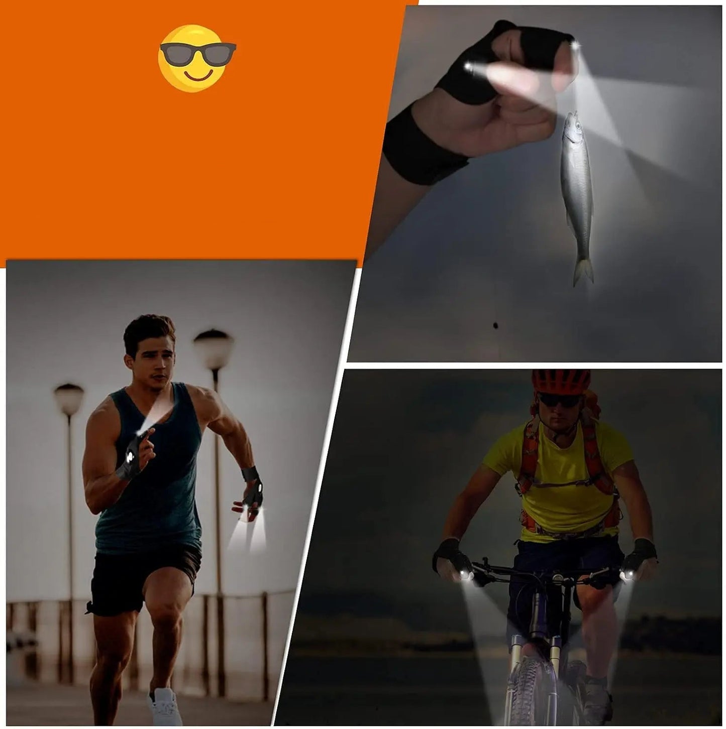 قفازات جري عاكسة مع إضاءة LED